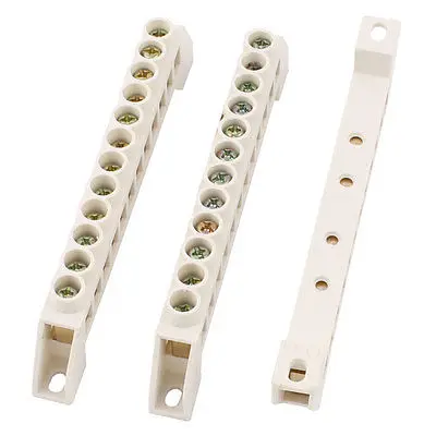 

White Plastic Single Row 12 Position Wire Connector Screw Terminal Block 3pcs