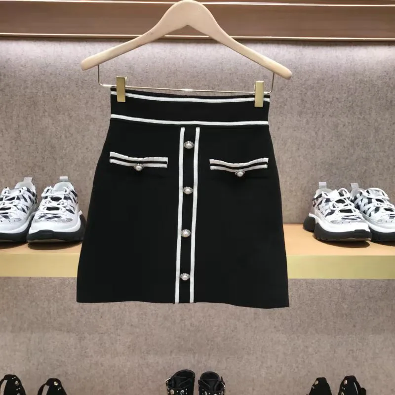 Skirt Женский свитер, осень/зима, новинка, для колледжа, в полоску, Женский вязаный Топ+ вязаная юбка, свитер для женщин - Цвет: Skirt