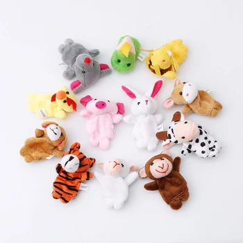 

12 pcs/lot Cute Classic Mini Hand Plush Baby Toy Animal Family Finger Puppets Zodiac Boys Girls Finger Puppets Gift