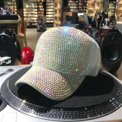 Белый Новинка, Женская Бейсболка Snapback, шикарная шапка с бриллиантом, женские Стразы, головные уборы, аксессуары для одежды - Цвет: Белый