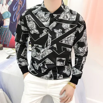 

High Quality Designer Pullover Men Shirts Casual lose Long Sleeve Shirt Camisa Masculina Mens Business Social Dress Shirts