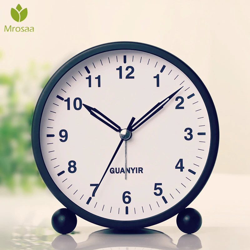 Hot Sale Vintage Silent Clocks Multifunction Alarm Clock Bedside Night Light Round Shape Table