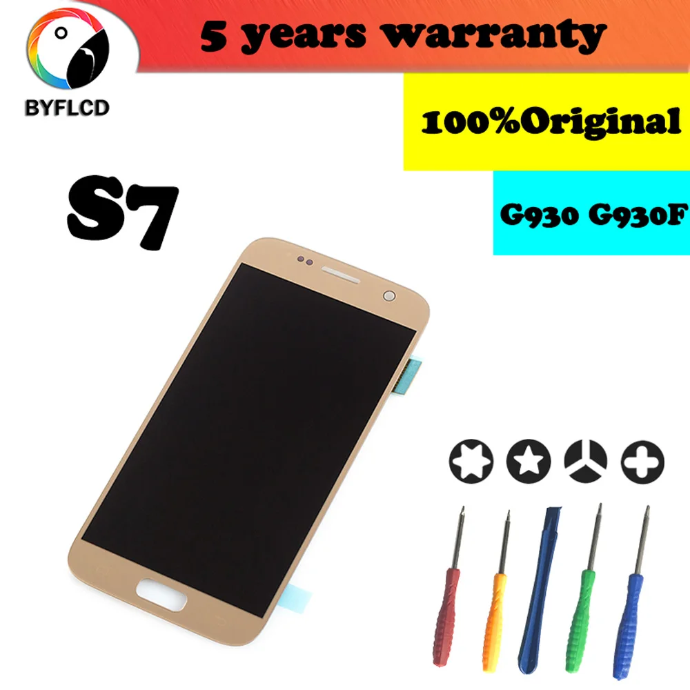 

100%Original 5.1'' LCD For Samsung Galaxy S7 G930 G930F Display For Samsung S7 Lcd Touch Display Assembly Replacement with Frame