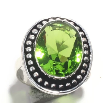 

Genuine Peridot Ring Silver Overlay over Copper, USA Size 8.25 , R6755
