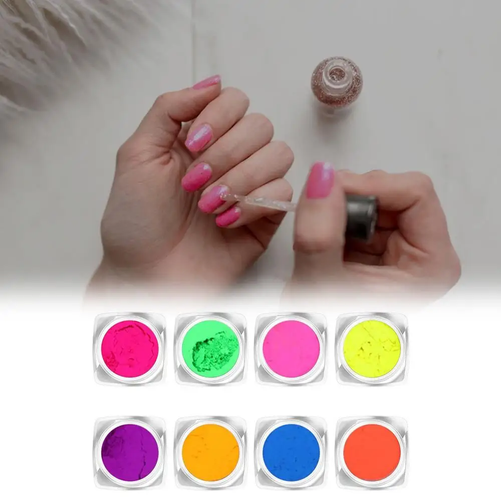 Флуоресцентный порошок для ногтей, импортный лазерный блеск для дизайна ногтей, Модный Блестящий Блеск для украшения ногтей