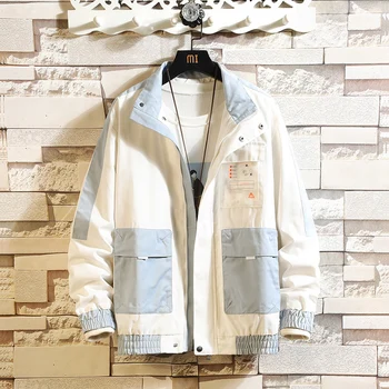 

JANPAN Style Bigger Pocket White Black 2020 Spring Autumn Jacket Men'S Streetwear Bomber Clothes Plus Asian OVERSize M-5XL