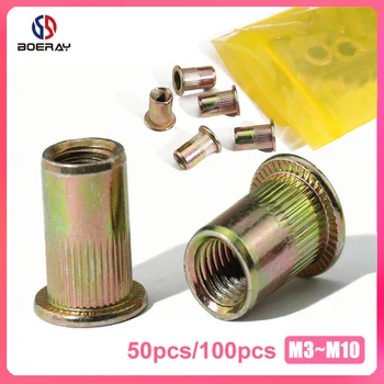 

M3 M4 M5 M6 M8 M10 M12 Carbon Steel with Zinc Plate Flat Head Threaded Rivet Insert Insert Cap Rivnut Rivet Nut