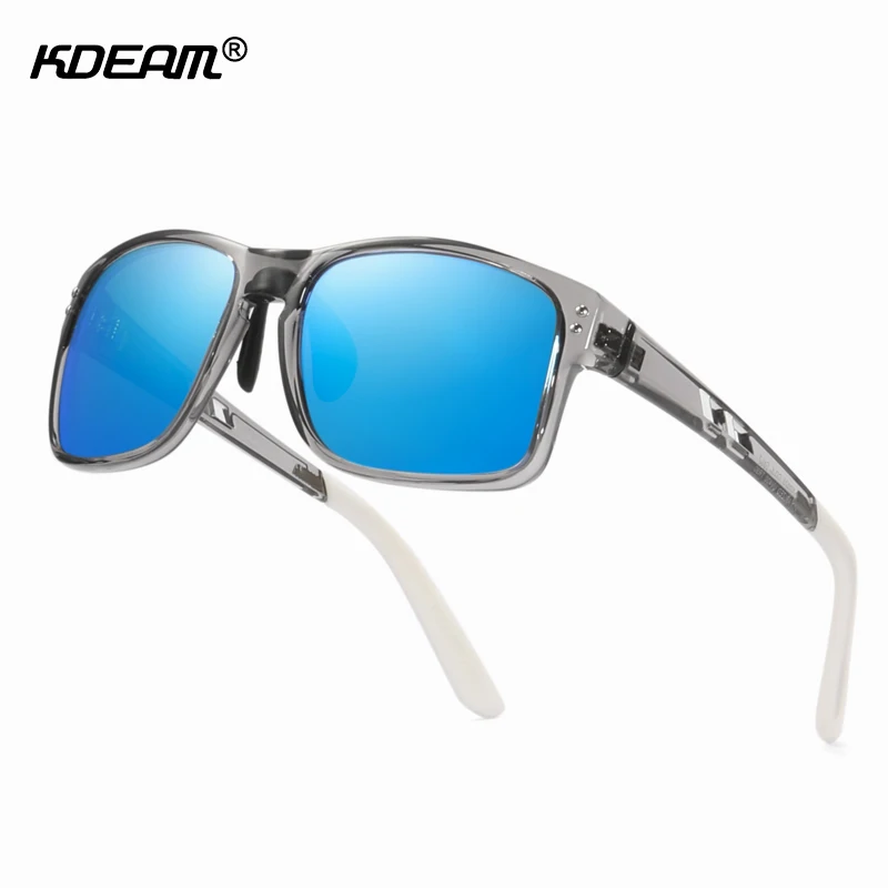 C4 Mirror ice blue KDEAM TR90 материал поляризованные солнцезащитные очки мужские спортивные Прямоугольная оправа солнцезащитные очки для вождения женские oculos de sol XL Размер KD524 - Цвет линз: C4 Mirror ice blue