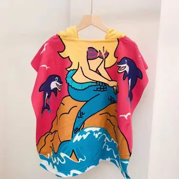 

60x120cm Disney cartoon princess quick-dry children's beach towel hooded cape bath towel baby printed bathrobe hand towels