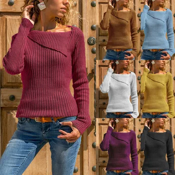 

clothing OLWPIRNCESS 2019 Autumn Long Sleeve Sweater Coat Bottoming Shirt Sweater Women's Clothing Plain Long-Sleeve