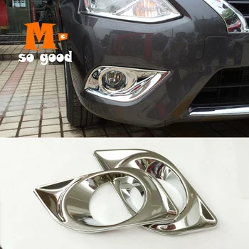 

2015 Accessories Car Front Fog Lamp Foglight Frame Panel Cover ABS Trim Car Styling 2pcs Chrome for Nissan Versa Sedan