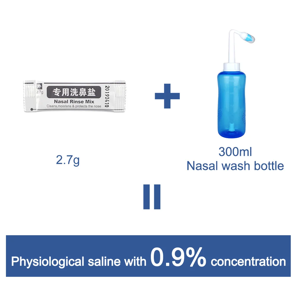 Носовая Оросительная физиологическая солевая бутылка 500 мл/300 мл для промывания носа и 4,5 г/2,7 г* 10 упаковок полоскания набор соли портативный аллергии