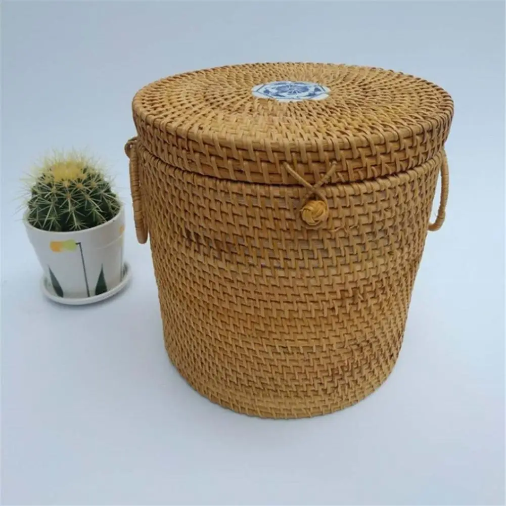 Wicker Basket Handmade Willow Hand-wovenStraw Bucket For Household Tea Cake Home Debris Storage Case
