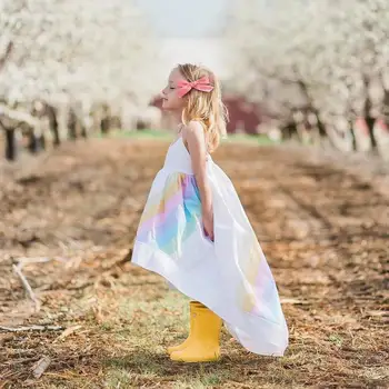 

Retail Rainbow Dress 2018 Summer New Cotton Batch Baby Girl Slip Dress Children Clothing 2-10years