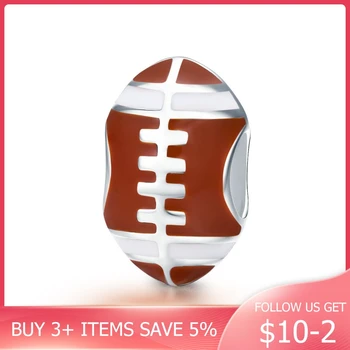 

CodeMonkey Sport Collection 100% 925 Sterling Silver American Football Sport Ball Charm Beads Fit Charm Bracelet DIY Jewelry 442