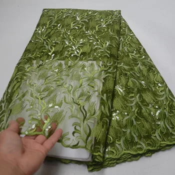 

5 Yards Sequins Swiss lace With Guipure African Voile Lace Fabric With Full Of Sequins And Bead Nigerian Wedding Clothes