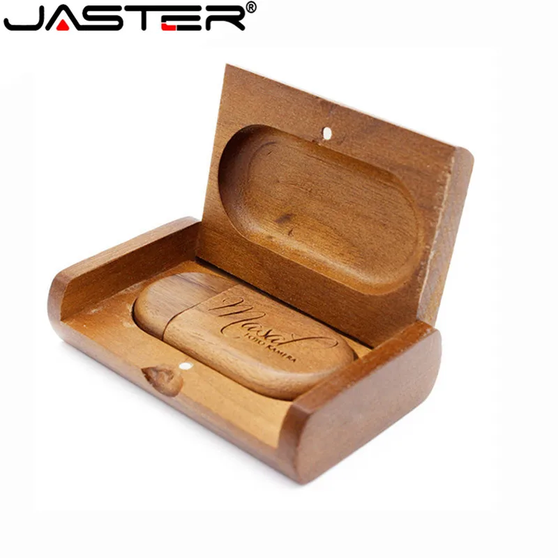 Деревянный USB флеш накопитель JASTER + упаковочная коробка красная деревянная