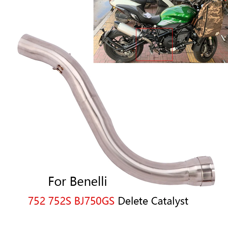 Delete Catalyst for Benelli BJ750GS 752 752S Motorcycle Exhaust Pipe Stainless Steel Middle Link Pipe Slip On 51mm Muffler Pipe - - Racext 17