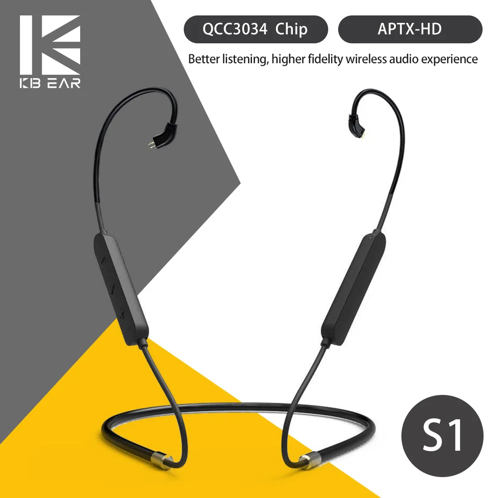 KBEAR S1 Bluetooth 5 0 Модернизированный кабель для наушников беспроводной 2PIN/TFZ/MMCX