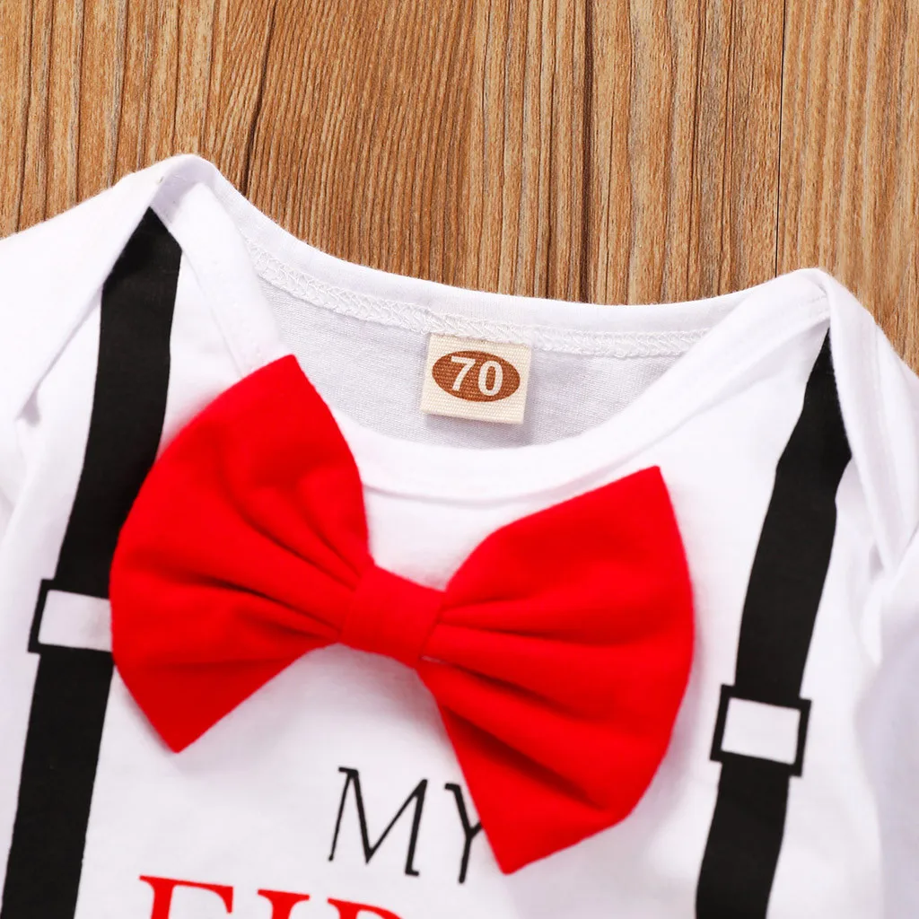Одежда для новорожденных, одежда для малышей с надписью «My First Valentine», комбинезон с принтом «My First Valentine» для маленьких мальчиков и девочек на День святого Валентина+ штаны+ шапочка, комплект для малышей