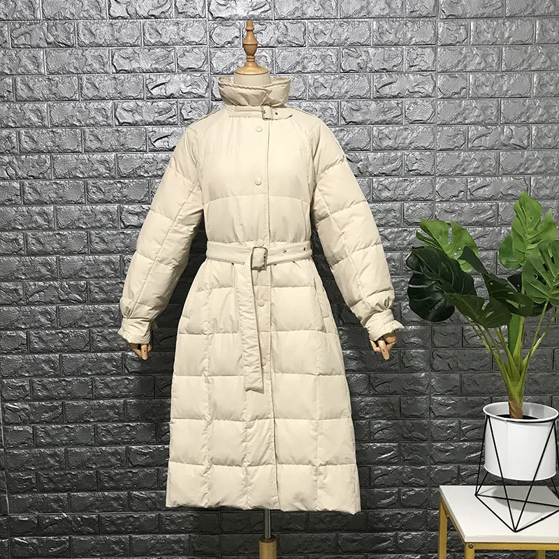 Beige AYUNSUE Куртка–пуховик на 90% белом утином пуху Для женщин зимнее пальто Для женщин пуховое пальто корейский пуховик, Теплая Куртка парка Mujer YY1470 - Цвет: Beige