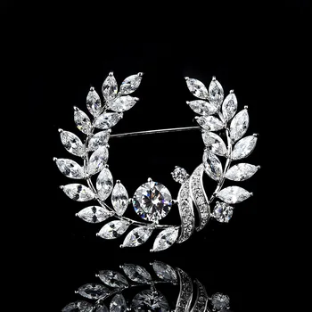 

UXN419 925 Sterling Silver zircon Brooch women's suit coat Brooch Pin