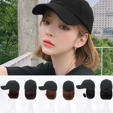 3 цвета регулируемые женские шапки bobo наращивание волос с черной крышкой парик все-в-одном бейсболка