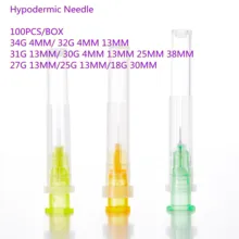 100pcs Precision Tips Liquid Dispenser Syringe Needles 34G/32G/31G/27G/25G/18G Hypodermic Needle
