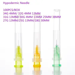 100pcs Precision Tips Liquid Dispenser Syringe Needles 34G/32G/31G/27G/25G/18G Hypodermic Needle