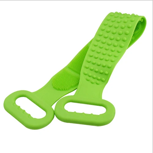 green Силиконовое банное полотенце, двусторонняя щетка для спины, пояс для тела, щетка для ванны, чистящие инструменты, Массажная щетка, Массажная щетка, Badhanddoek Asciugamano da bagno - Цвет: green