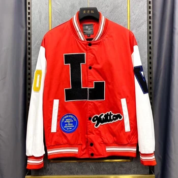 

2020 New Arrival Brand Patchwork Single Breasted Appliques Bomber Jacket Men Embroidery Fashion Baseball Uniform Casual Coat