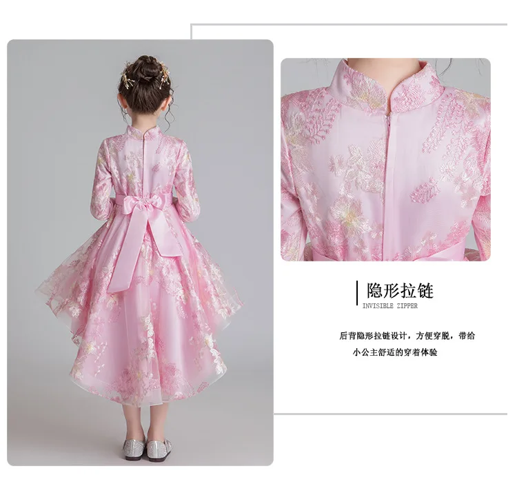 Детские зимние платья для девочек; Qipao; новая осенняя одежда для маленьких девочек; платье принцессы с длинными рукавами для дня рождения, свадьбы, рождественской вечеринки