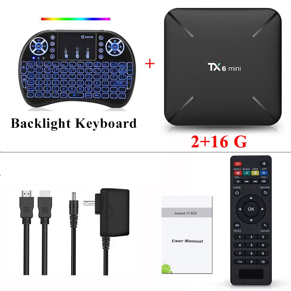2 16G Keyboard Мини Смарт ТВ-бокс Crenova TX6 Android 9,0 Netflix Youtube четырехъядерный 2 ГБ+ 16 Гб 2,4 г WiFi 4K HD AirPlay набор верхней коробки - Цвет: 2 16G Keyboard