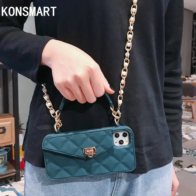 

Crossbody Wallet Shoulder Bag Case For iPhone X XR XS Max Soft Silicone Handbag Purse Long Chain Cover For iPhone 11Pro Max 8 7P