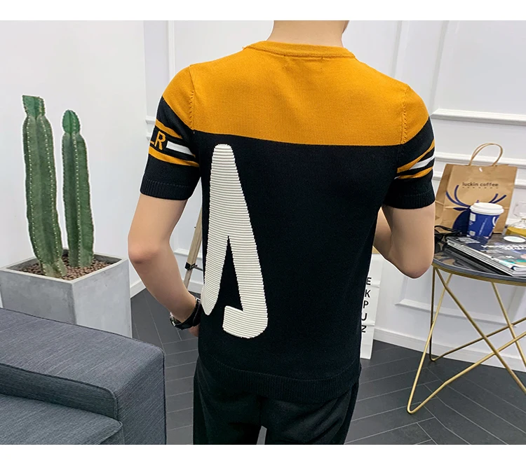 Высококачественная уличная футболка с круглым рукавом Camisetas Hombre, летнее платье с короткими рукавами, мужская Трикотажная футболка, жаккардовая ткань