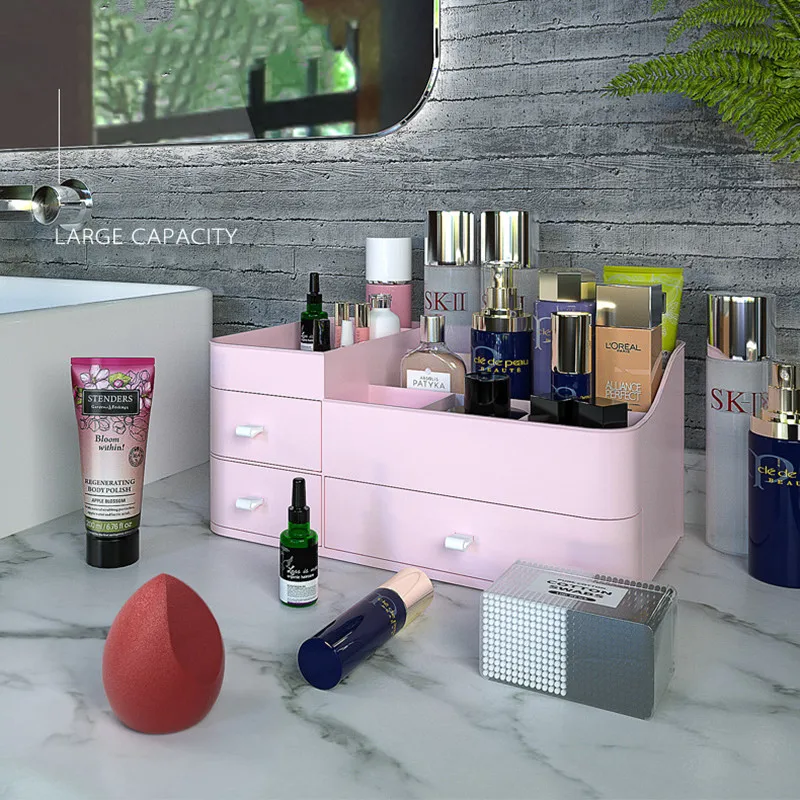 

Plastic Cosmetic Drawer Makeup Organizer Makeup Storage Box Container Nail Casket Holder Desktop Sundry Storage Case