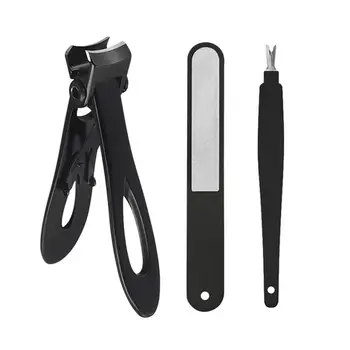 

3pcs Professional Nail Clippers Stainless Steel Toenail Fingernail Manicure Trimmer Nail Cuticle Pusher Nail File Pedicure Tools