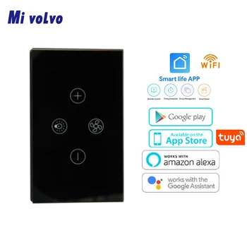 US Standard Fan Dimmer Wifi Smart Fan Light Switch Smart Life APP Wireless Remote Control Touch Voice Control Wall Switch Alexa original xiaomi smart dc frequency stand fan wifi phone app remote control built in 2800mah battery comfortable wind