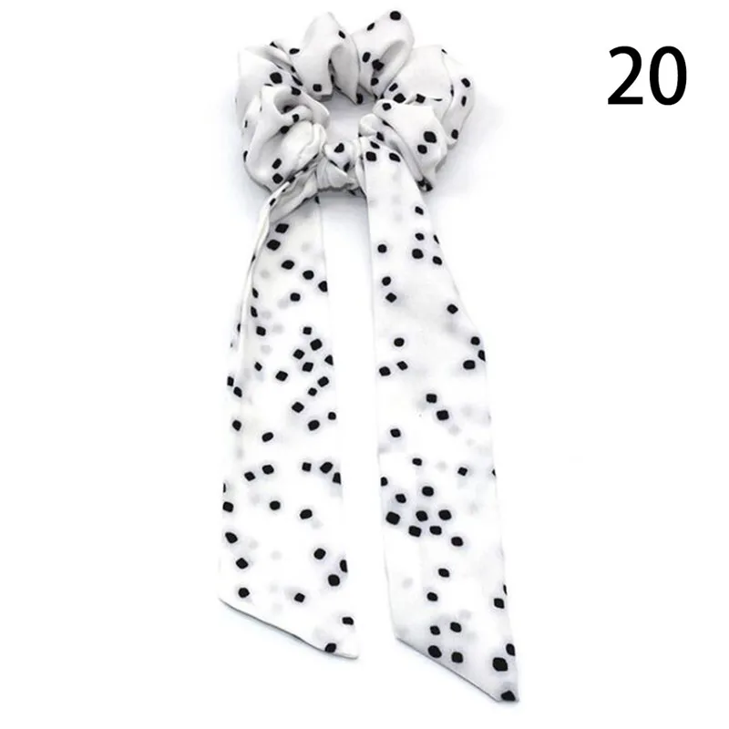 Мода леопард Луна маленькие точки печати резинки шифон упругий лук для волос шарф для женщин девочек милые аксессуары для волос головной убор - Цвет: Hot Sale-20