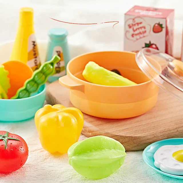 Kitchen Play House Toy Miniature Mini Plastic Food Girl Kids Cutting Vegetables Fruits Cooking House Set Toy For Children Gift 4