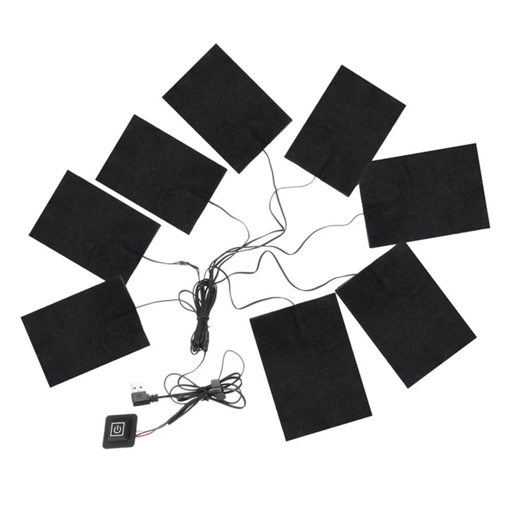 

8-In-1 USB Electric Clothes Heated Pad Carbon Fiber Heating Pad Winter Adjustable Third Gear Mat Heater for Women Men Outdoor Hi