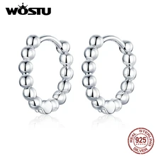 WOSTU Настоящее 925 пробы, серебряные круглые серьги с помпоном, милый шар, горячая мода, серебряные и золотые серьги для женщин, подарок