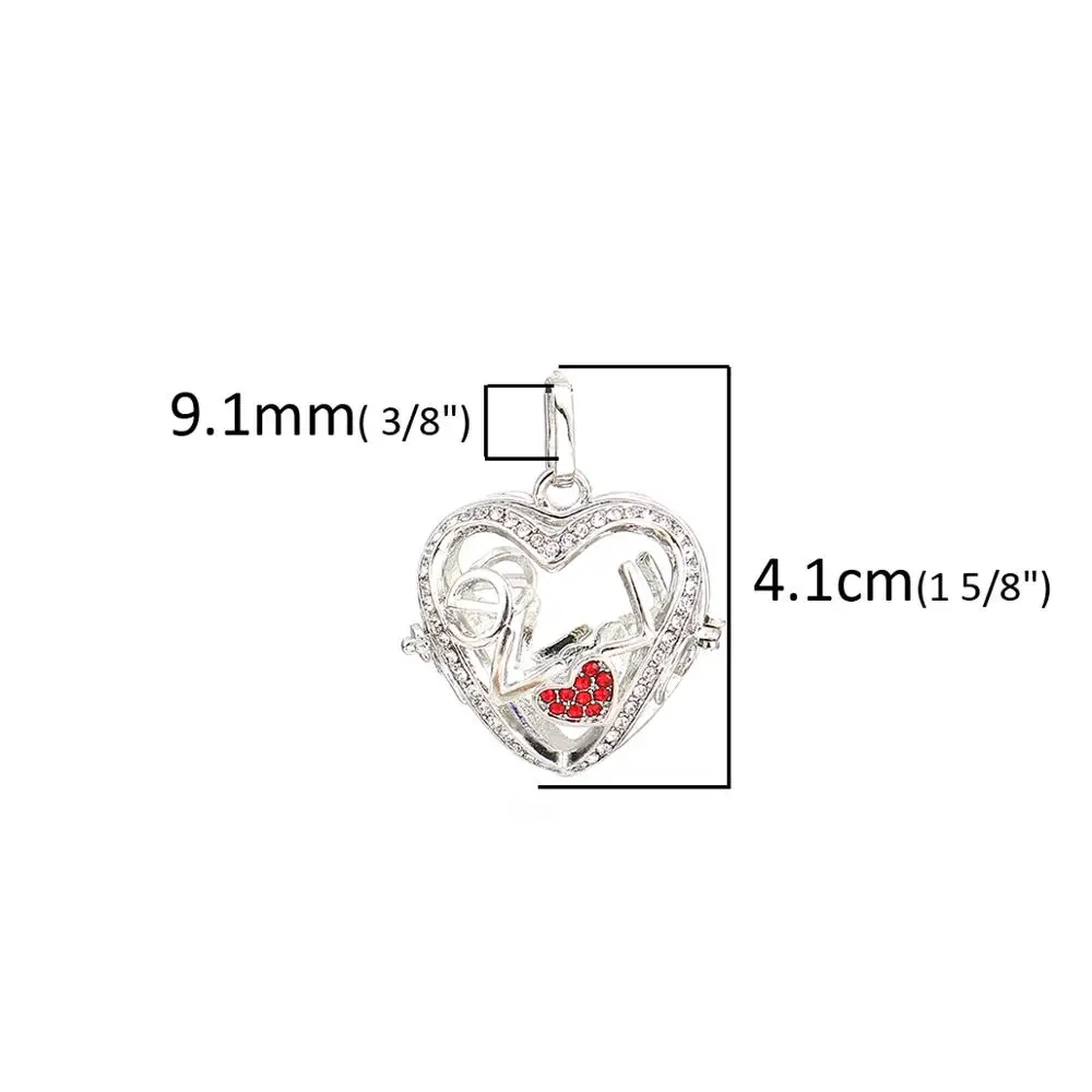 DoreenBeads медные Подвески Мексиканская призывающий ангелов шар гармонии коробочка для пожеланий из медальон дерево Серебряные Броши со стразами могут быть открыты, 1 предмет - Окраска металла: Fits 18mm Beads