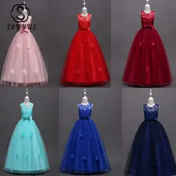 Skyyue/нарядное платье принцессы для девочек на свадьбу, с круглым вырезом, без рукавов, элегантное платье принцессы Детские вечерние платья