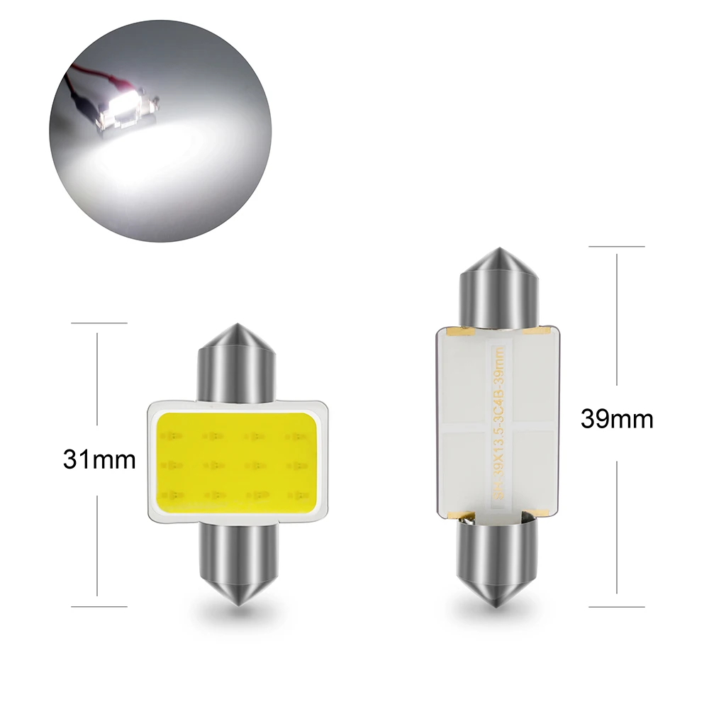500 шт. Festoon C5W C10W LED 31/36/ 39/41 мм 12SMD COB Автомобильные лампы купольная лампа для чтения