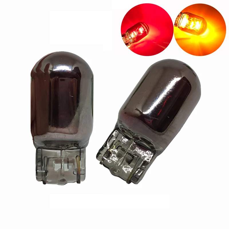 

2PCS Chrome Silver amber turn signal lamp 7440 T20 W21W WY21W 7443 W21/5W halogen light 12V Car stop lamp warning lights