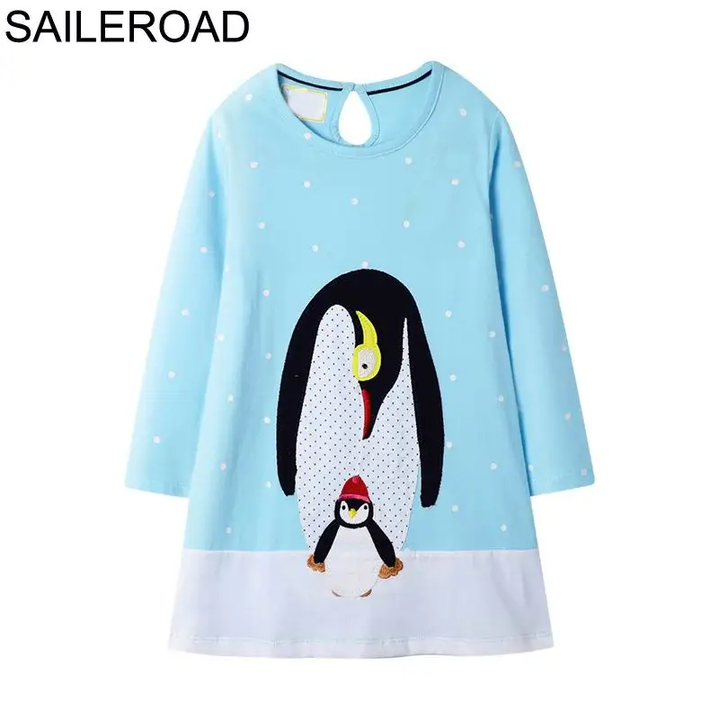 SAILEROAD 2-7Year Животных Аппликации Малыша Новорожденных Девочек Карманные Платья Vestidos Осень Единорог Детские Платья для Девочек Платье - Цвет: 7130 same picture