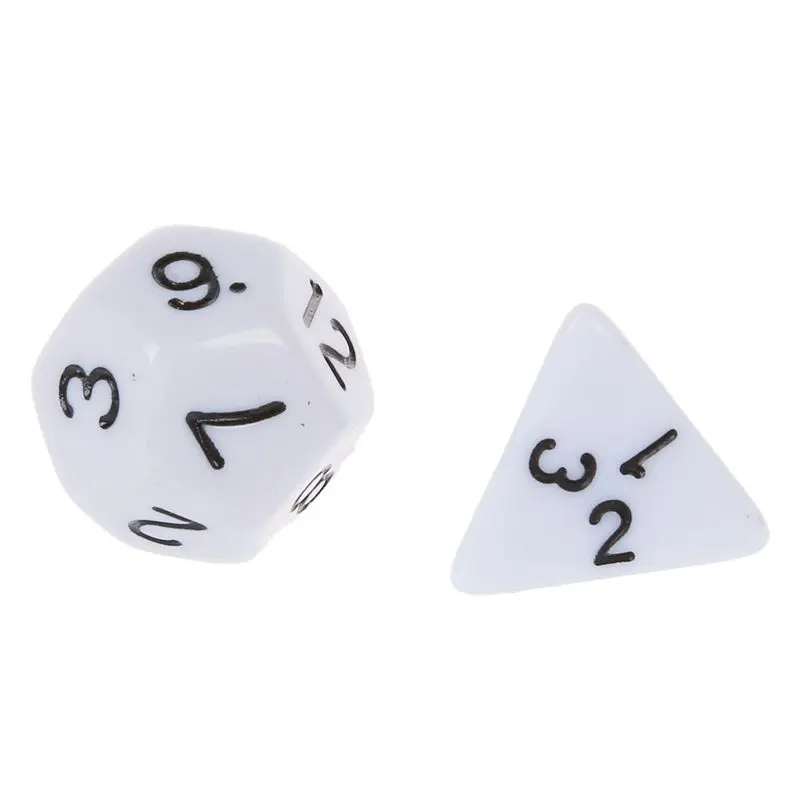 Набор из 7 кубиков Dice Die D4~ D20 для игр Dungeons& Dragons RPG Dungeons and Dragons D& D white