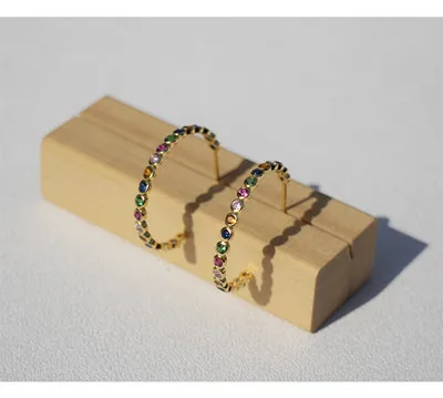 1 pair gold Новые серьги из стерлингового серебра 925 пробы, модные, цветные, циркониевые, С-образные, полукольца, женские, девичьи серьги, ювелирное изделие - Окраска металла: 1 pair gold