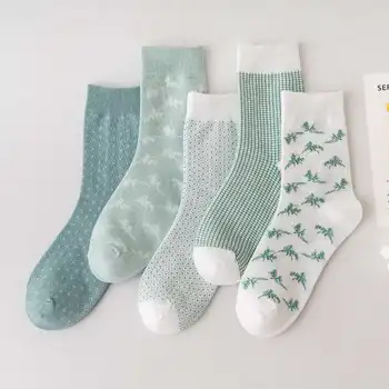 

Autumn and winter new style Mori girl's Plaid dot socks